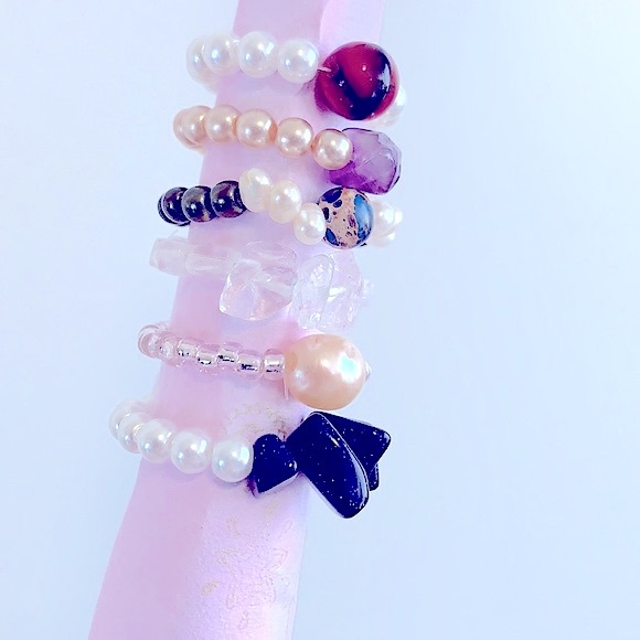 Custom Stretchy Rings [Set of 4]»Soul Embellishments Natural Healing Gemstones - Picture 5 of 16